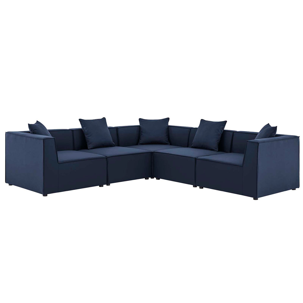 5-Piece Upholstered Sectional Sofa in Navy J911856