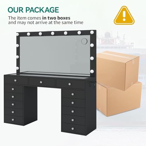 55'' Makeup Vanity with Lighted Mirror and Chair A489