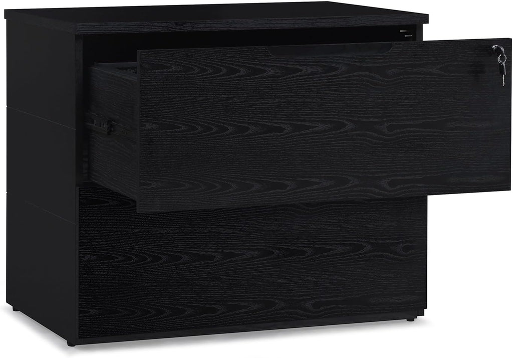 Black Oak 2 Drawer Lateral Filing Cabinet Y279