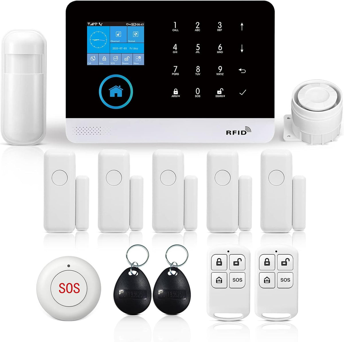 DIY Home Wi-Fi Alarm Kit with Motion Detector, Door/Window Sensor, Siren Q985209