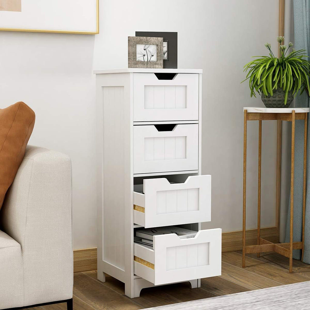 White Freestanding Storage Cabinet with 4 Drawers G417