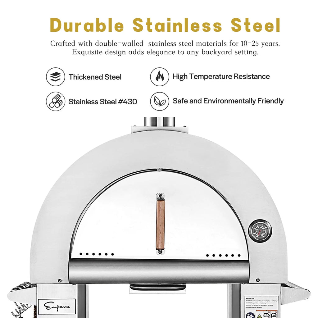 Wood Burning Outdoor Pizza Oven in Stainless Steel S9694