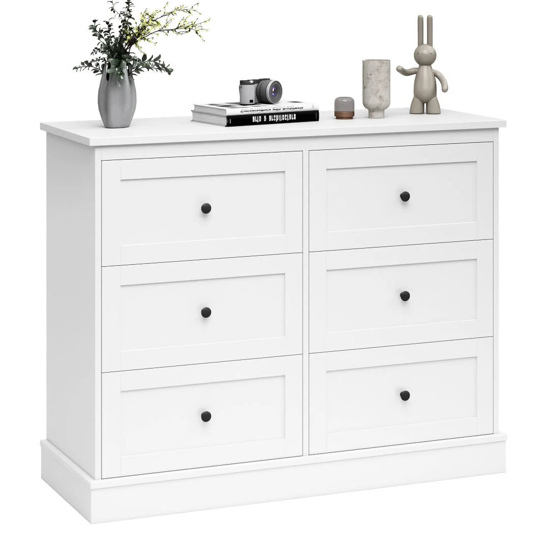 White 6 Drawer Wood Dresser G670179