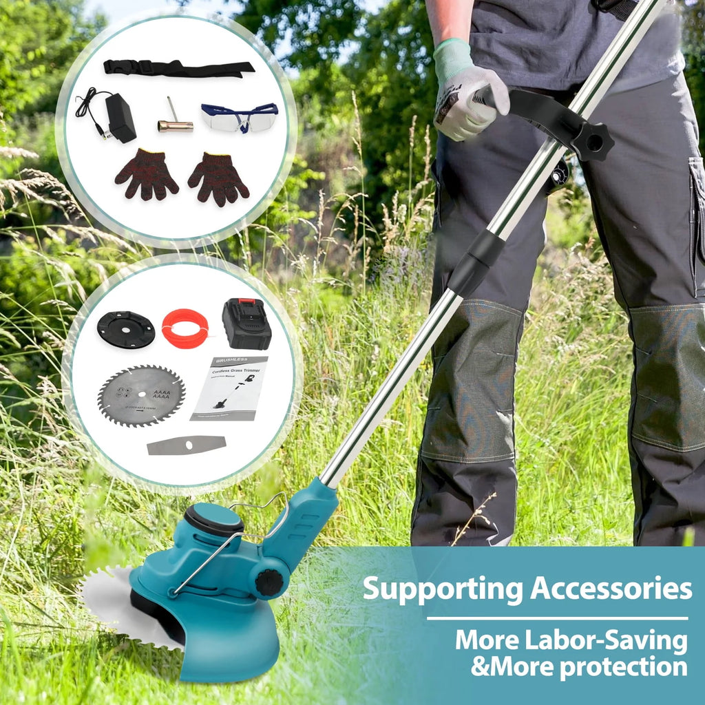 24V 650W Cordless Electric Lawn Mower and Grass Trimmer with Batteries Y97944