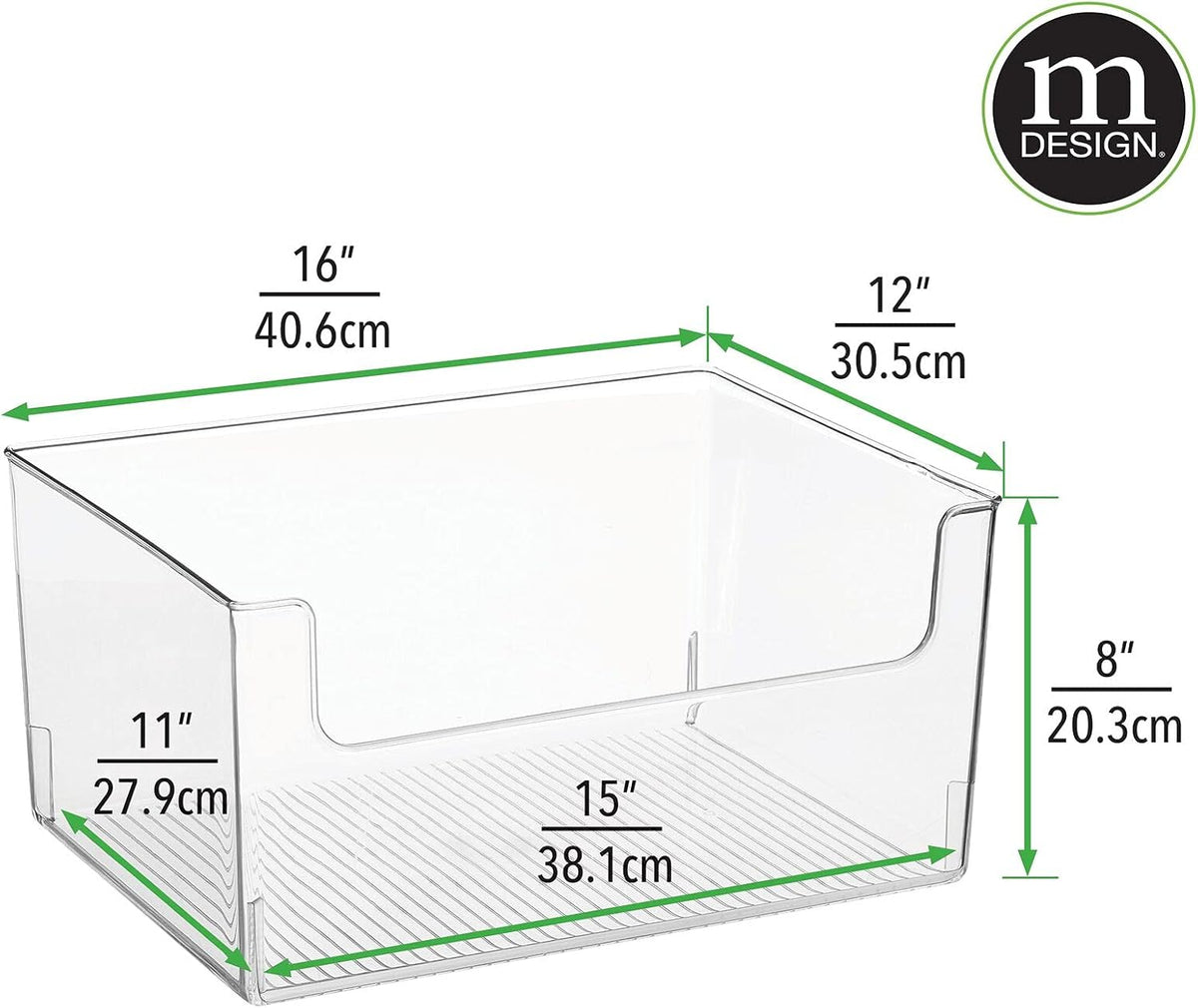 Clear Stackable Plastic Open Front Storage Organizer Bin Basket, 8 Pack N480