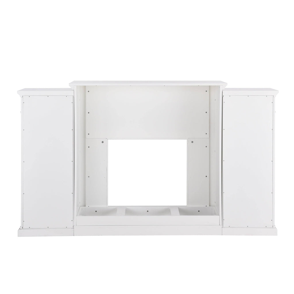 White Bookcase Electric Fireplace Brick D180