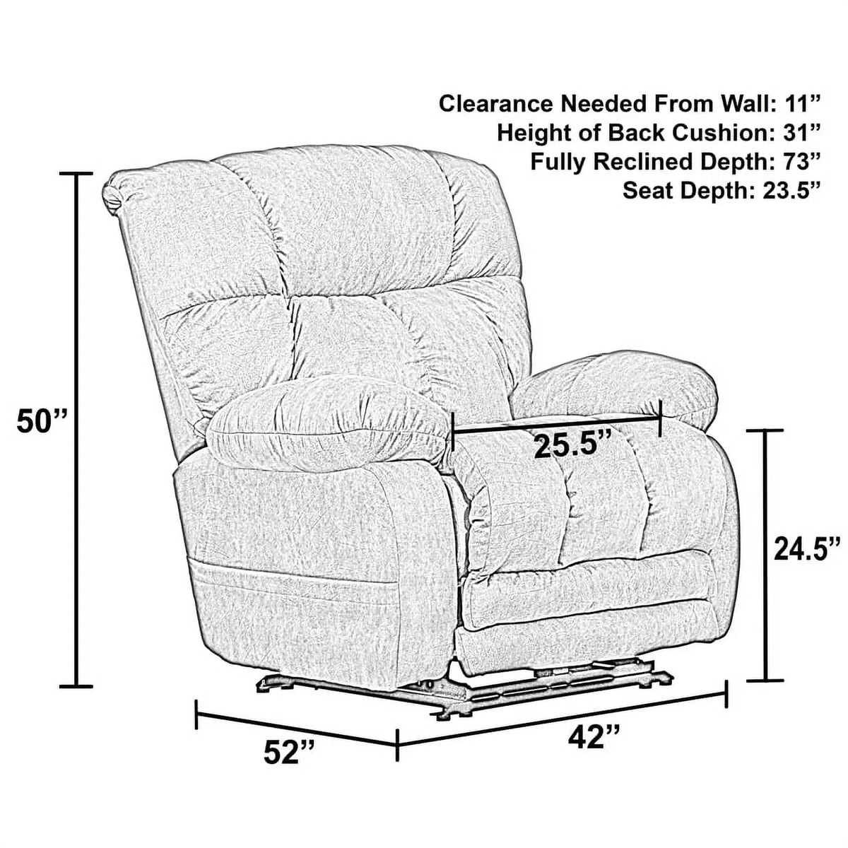 Oversized Power Lay Flat Recliner in Gray Fabric G294297