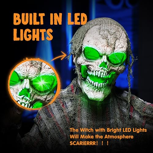 Animated Zombie Groundbreaker Skeleton Prop with Moving Arms & Green Light S377