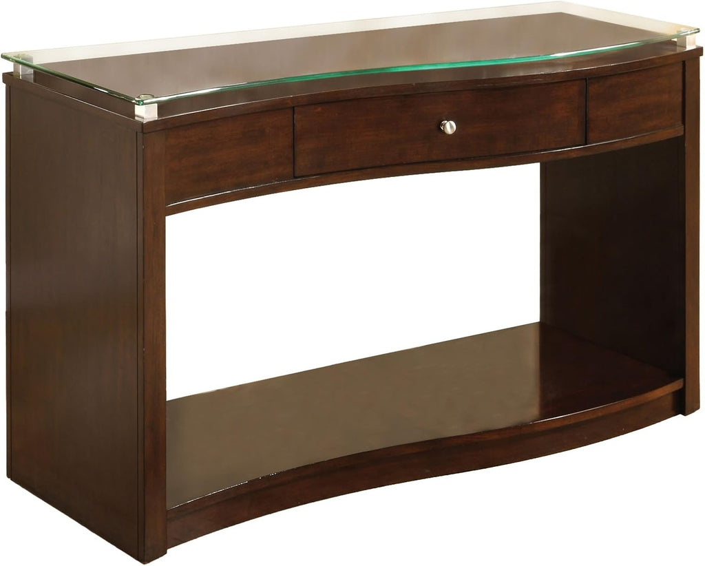 Brown Cherry Sofa Table with Glass Top M432