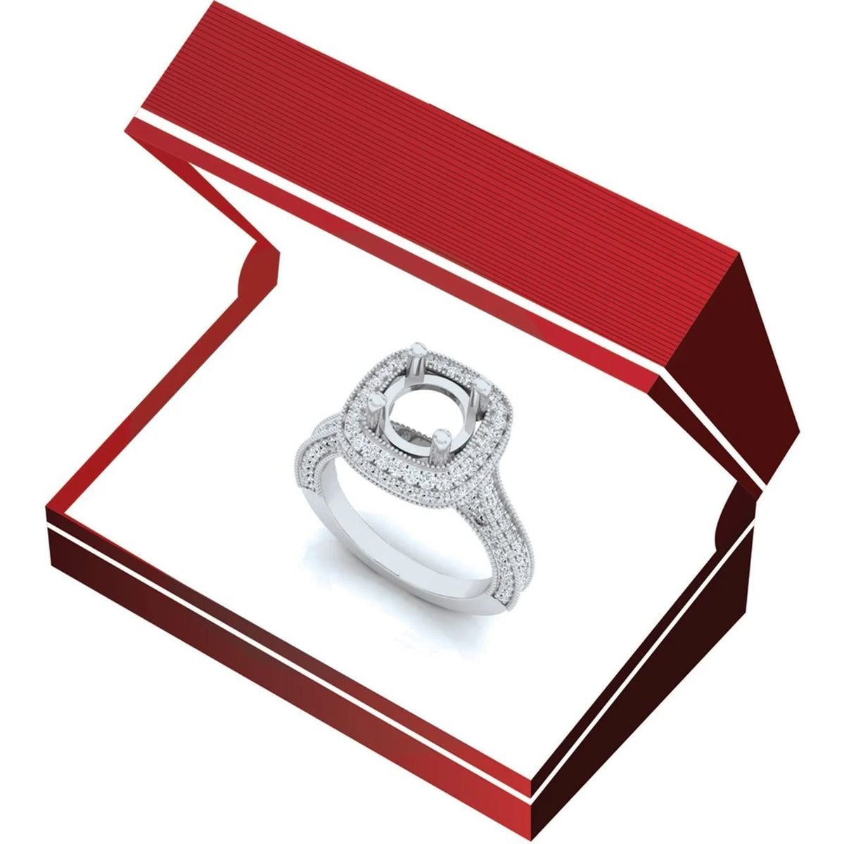 0.90 Carat 10K White Gold Round White Diamond Semi Mount Engagement Ring Q71092