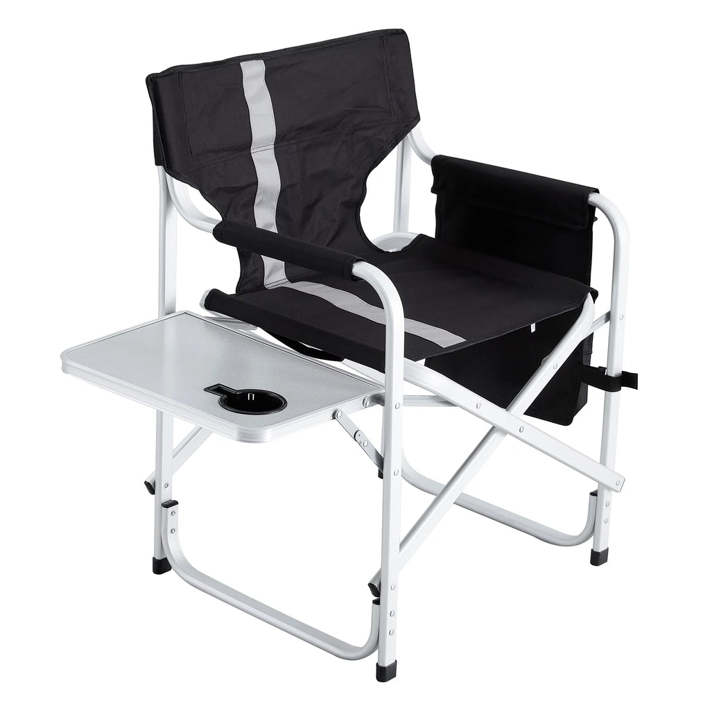 2-piece Padded Folding Chair with Side Table and Storage Pockets V37711