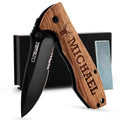 Personalized Engraved Oak Wood Pocket Knife K2026