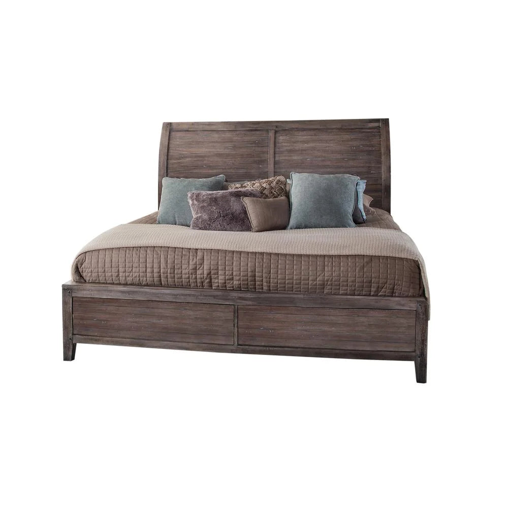Weathered Gray Wood Queen Sleigh Bed Z1309