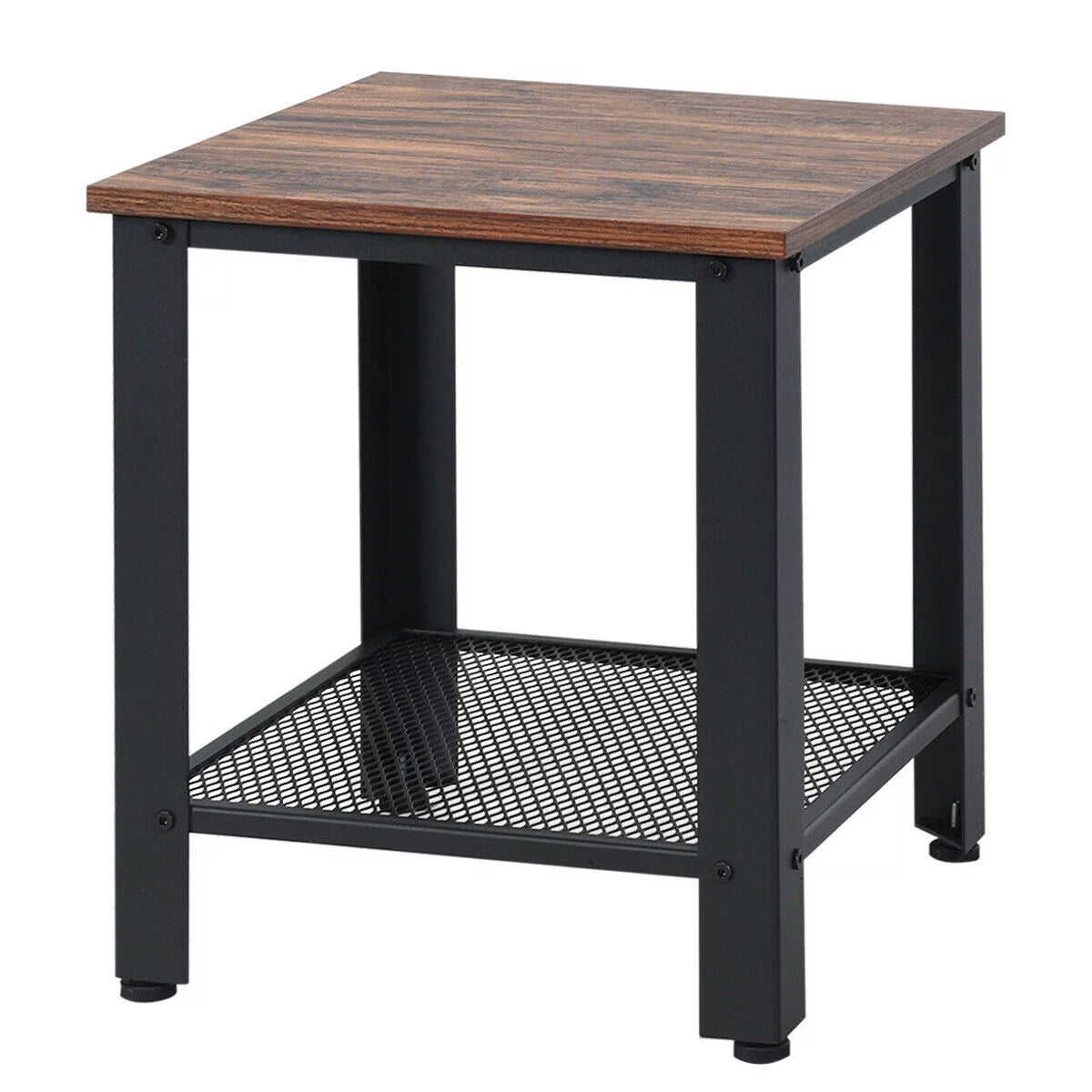 Black 2-Tier Side Table with Storage Shelf V7766
