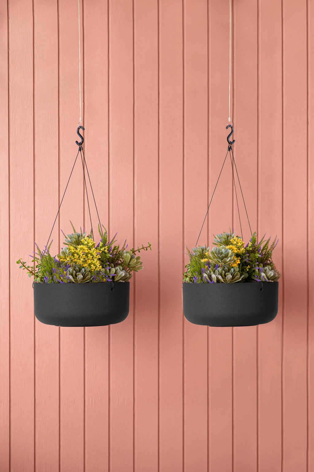 14" Hanging Bowl Planter 2-Pack Black E4881