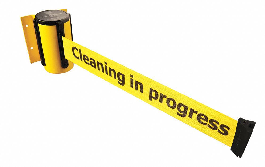 Yellow Retractable Belt Barrier with Black Writing L261331
