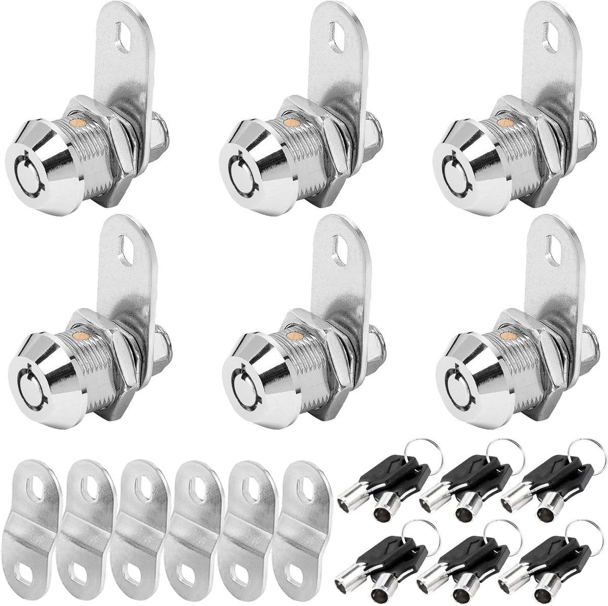1-1/8 Inch Chrome Tubular Cam Lock 6 Pack J875118