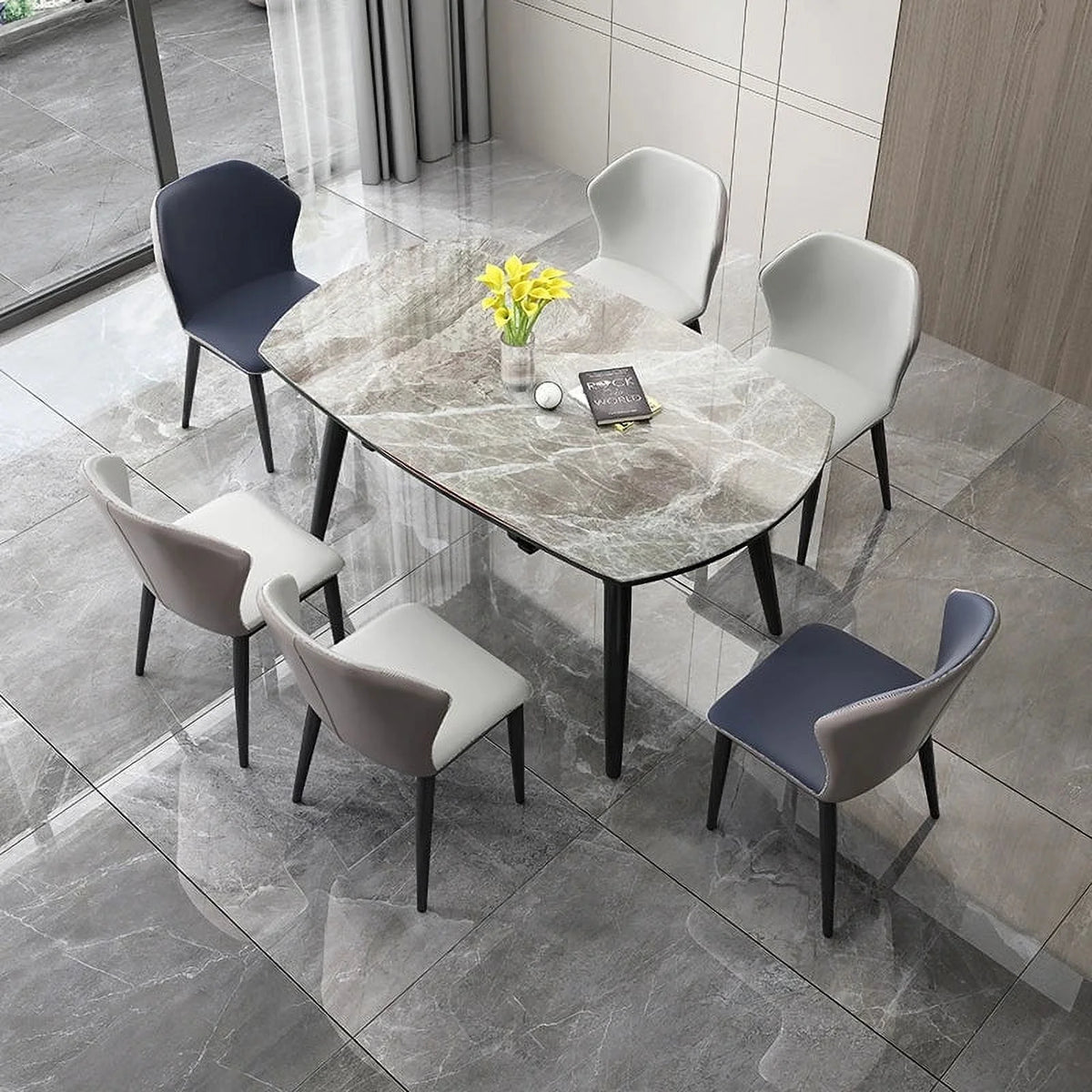 Light Luxury Rotating Rectangular Dining Table and Chair Set W159159