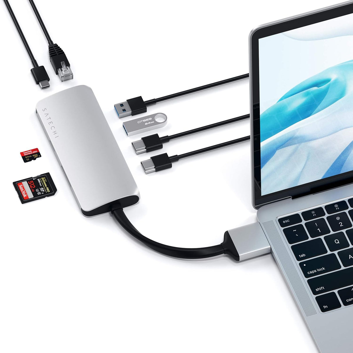 Type-C Dual Multimedia Adapter with Dual 4K HDMI, USB-C PD, Gigabit Ethernet, Micro/SD Card Readers, USB 3.0, Space Gray Q443