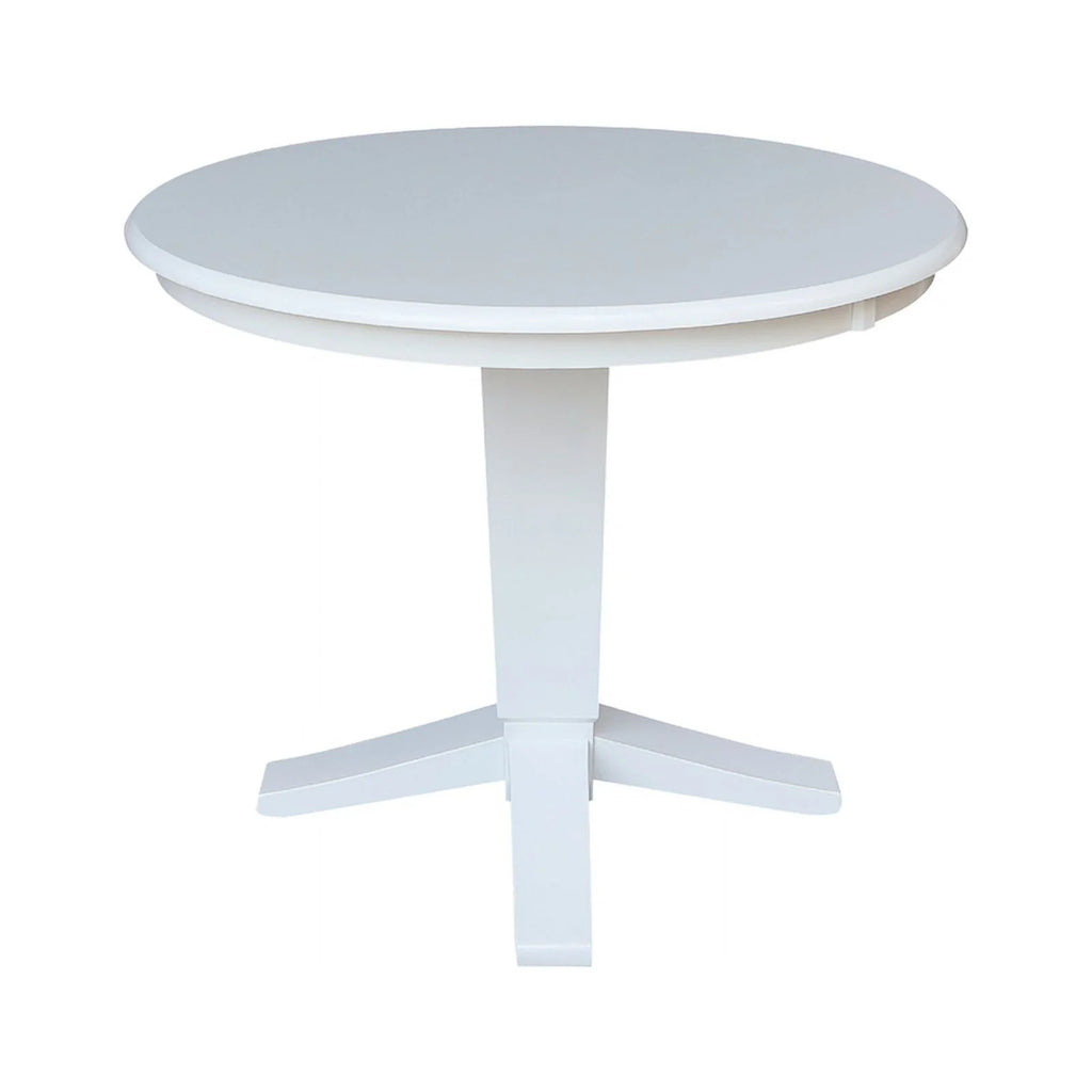 36" Round Solid Wood Pedestal Dining Table in White T65590