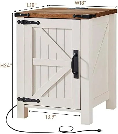 18 Inch Farmhouse End Table with Charging Station O772757