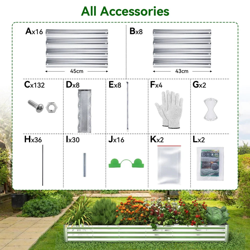 9x3x1 ft Galvanized Raised Garden Bed 2 Pack N983824