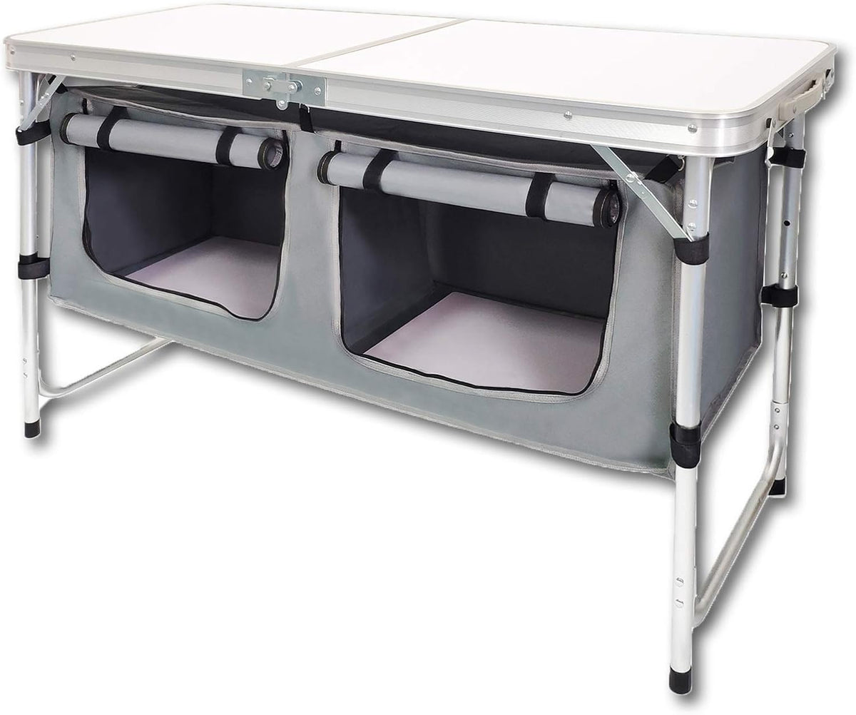 Black Folding Table with 3 Adjustable Height Legs J7075