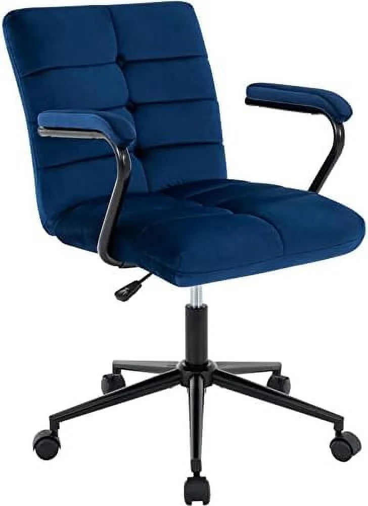 Velvet Upholstered Adjustable Swivel Task Chair with Wheels V627447
