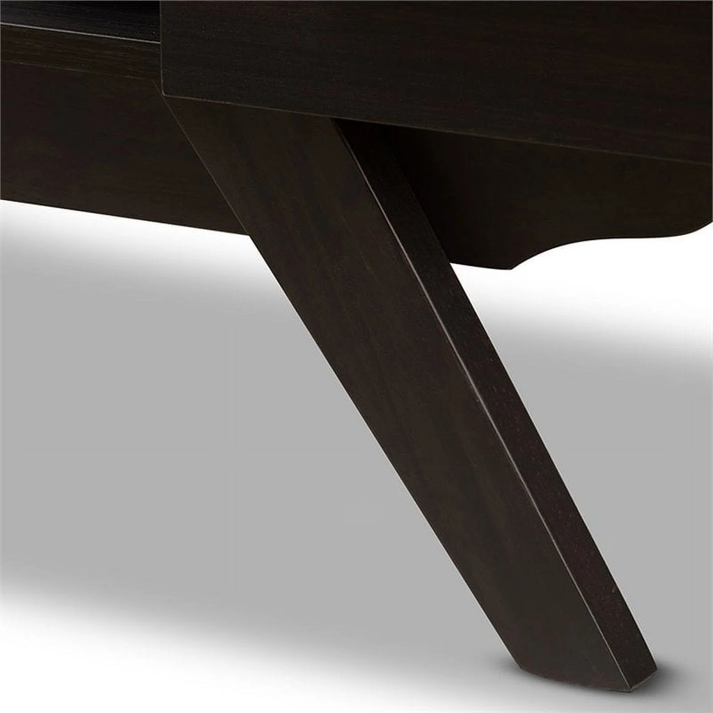 60" Mid-Century Modern TV Stand Console Entertainment Center in Dark Brown G2363