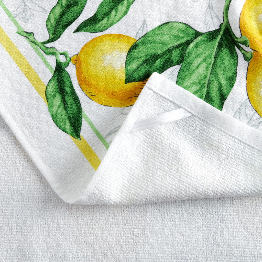 White Yellow Kitchen Towel Oven Mitt Potholder Set 4-Pack M932