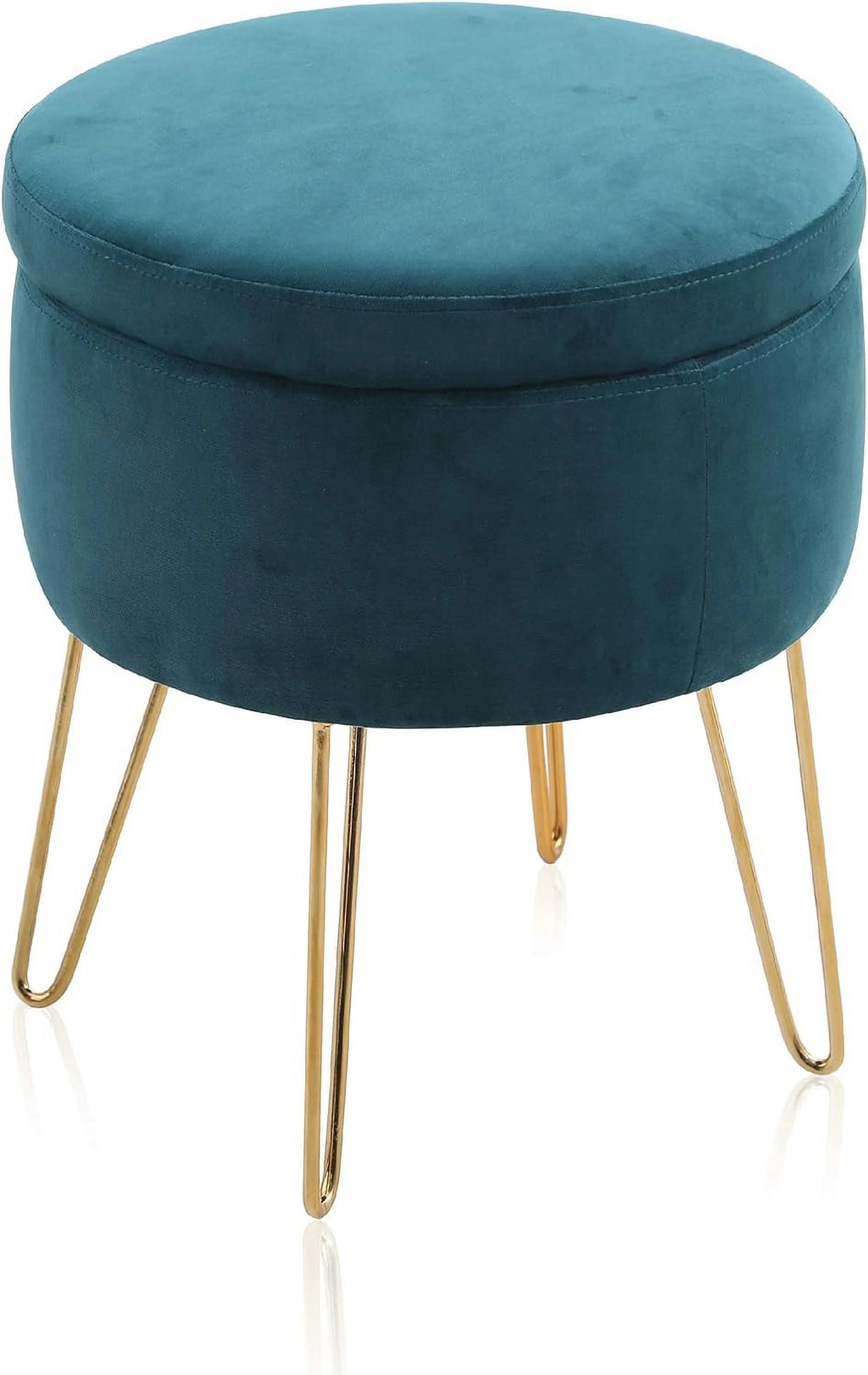 Green Velvet Round Storage Ottoman J961289