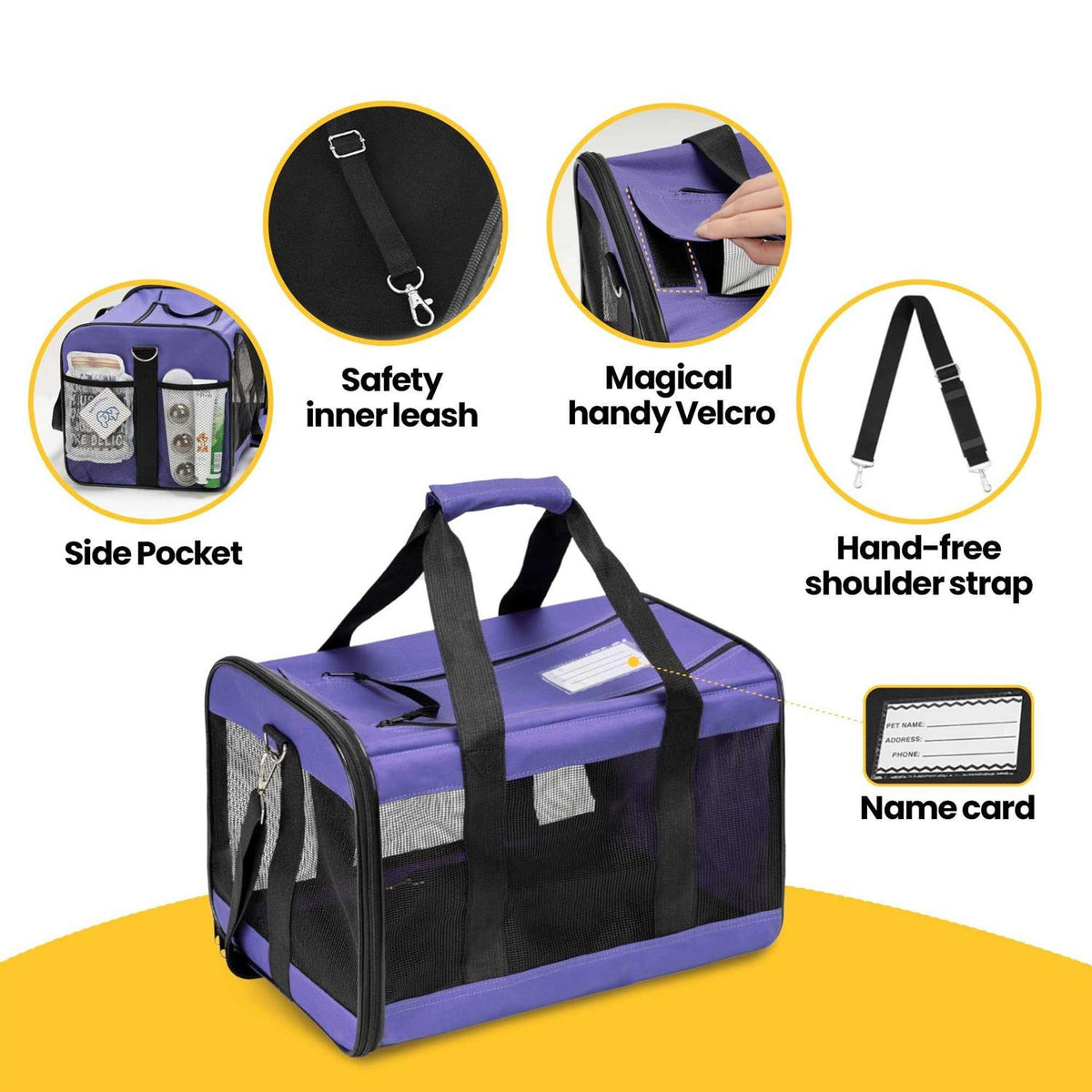 Soft-Sided Cat Carrier with Inner Safety Leash V431