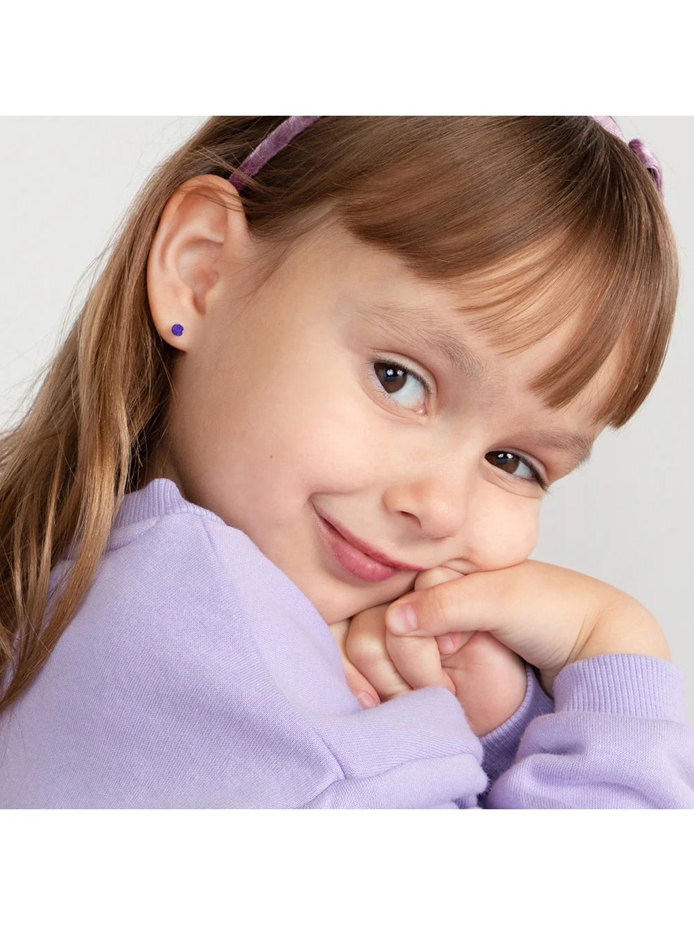 Simulated Amethyst Toddler Earrings Safety Screw Back N33683