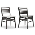 Set of 2 Black Wood Chair with Light Grey Fabric Seat and Ladder Back W316