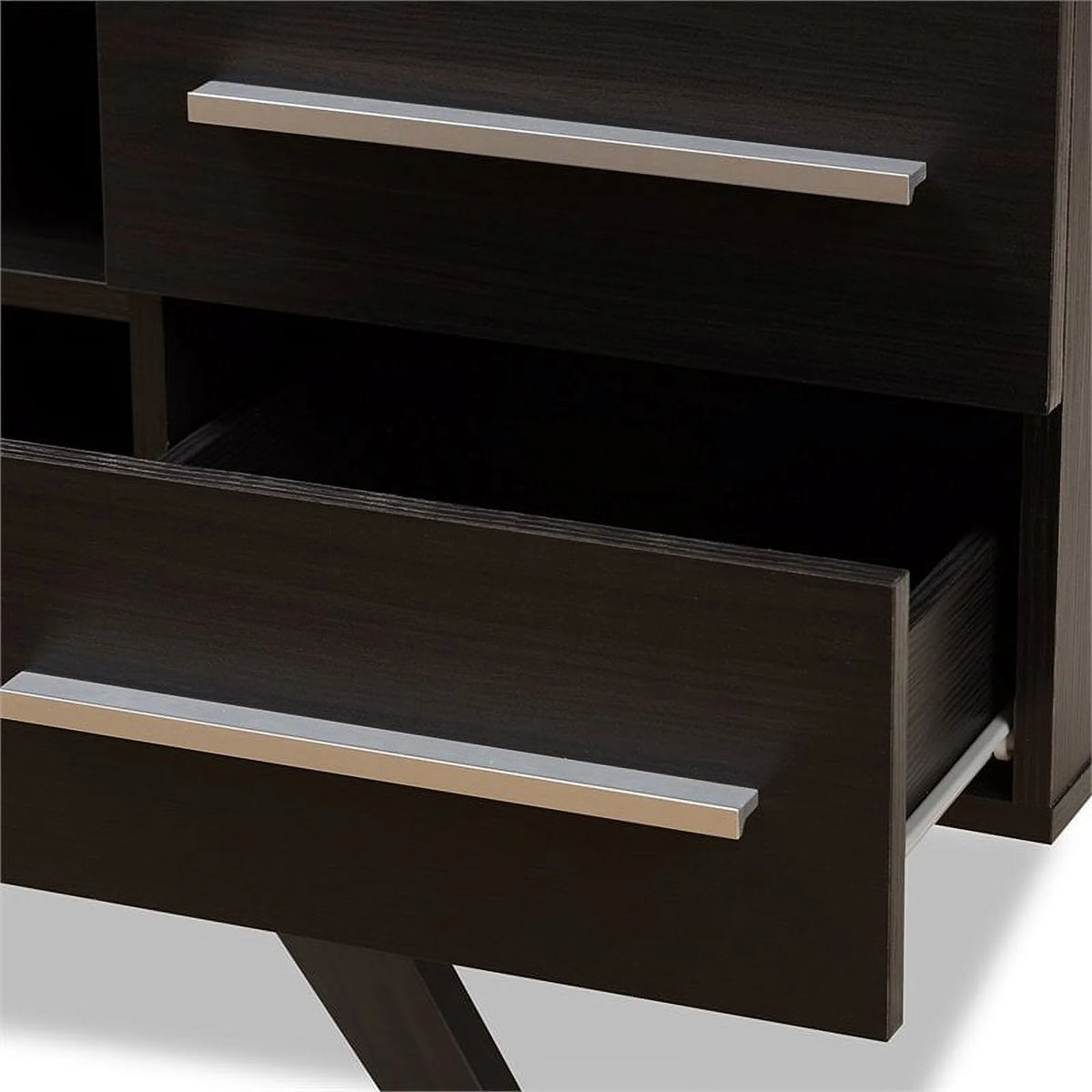 60" Mid-Century Modern TV Stand Console Entertainment Center in Dark Brown G2363