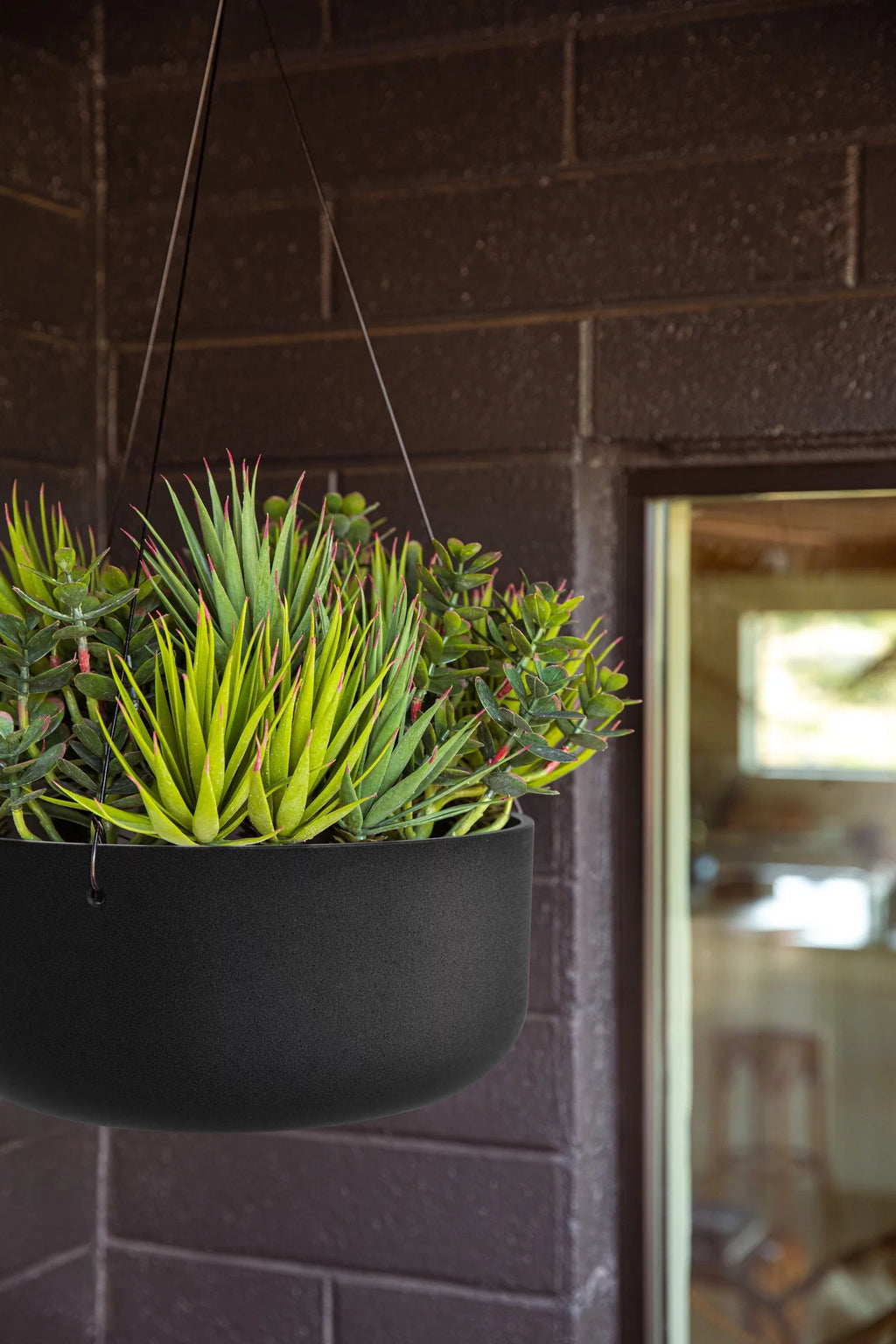 14" Hanging Bowl Planter 2-Pack Black E4881