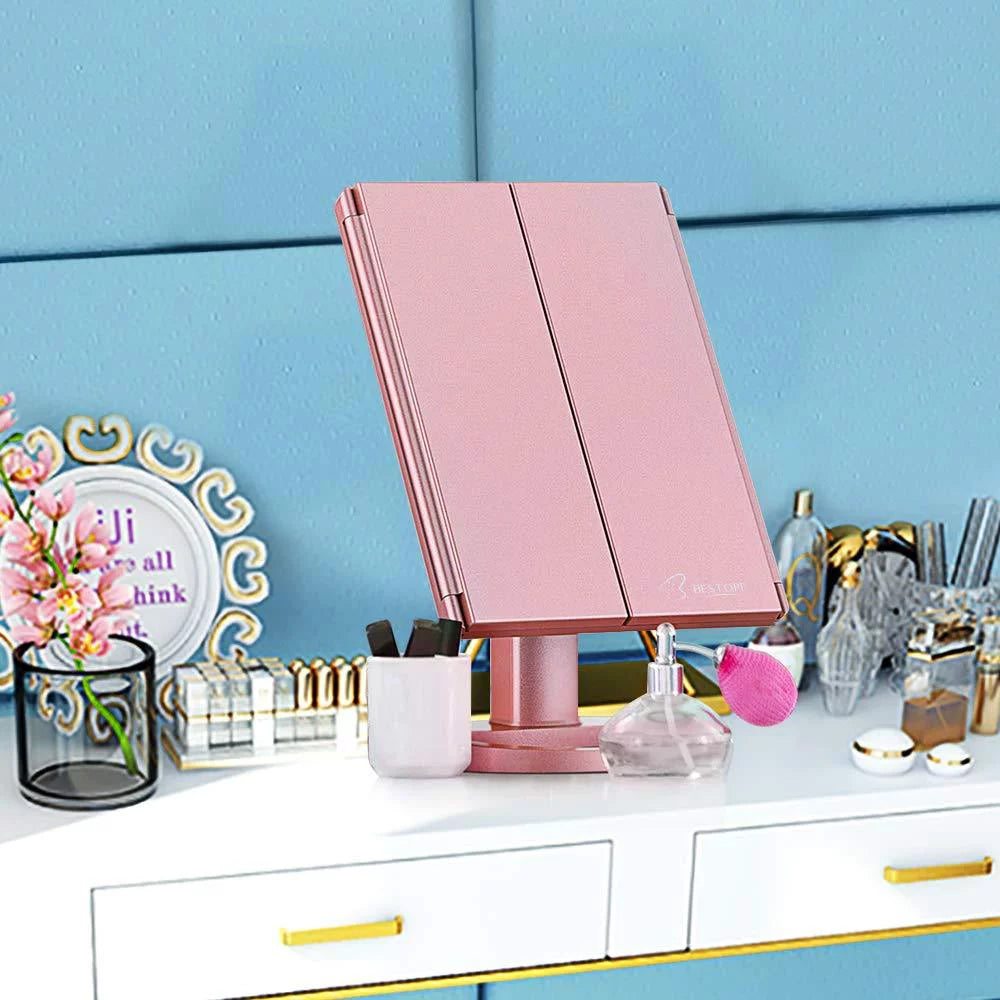 Trifold Makeup Vanity Mirror with Lights W8951