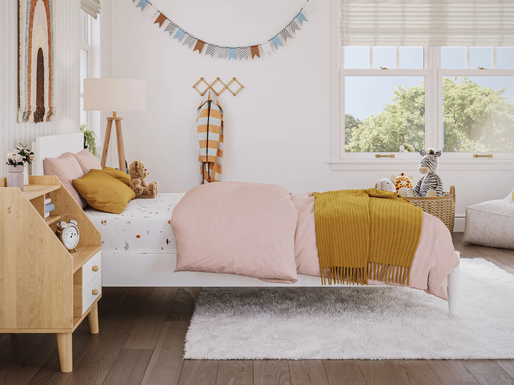 White Twin Solid Wood Platform Bed P200300