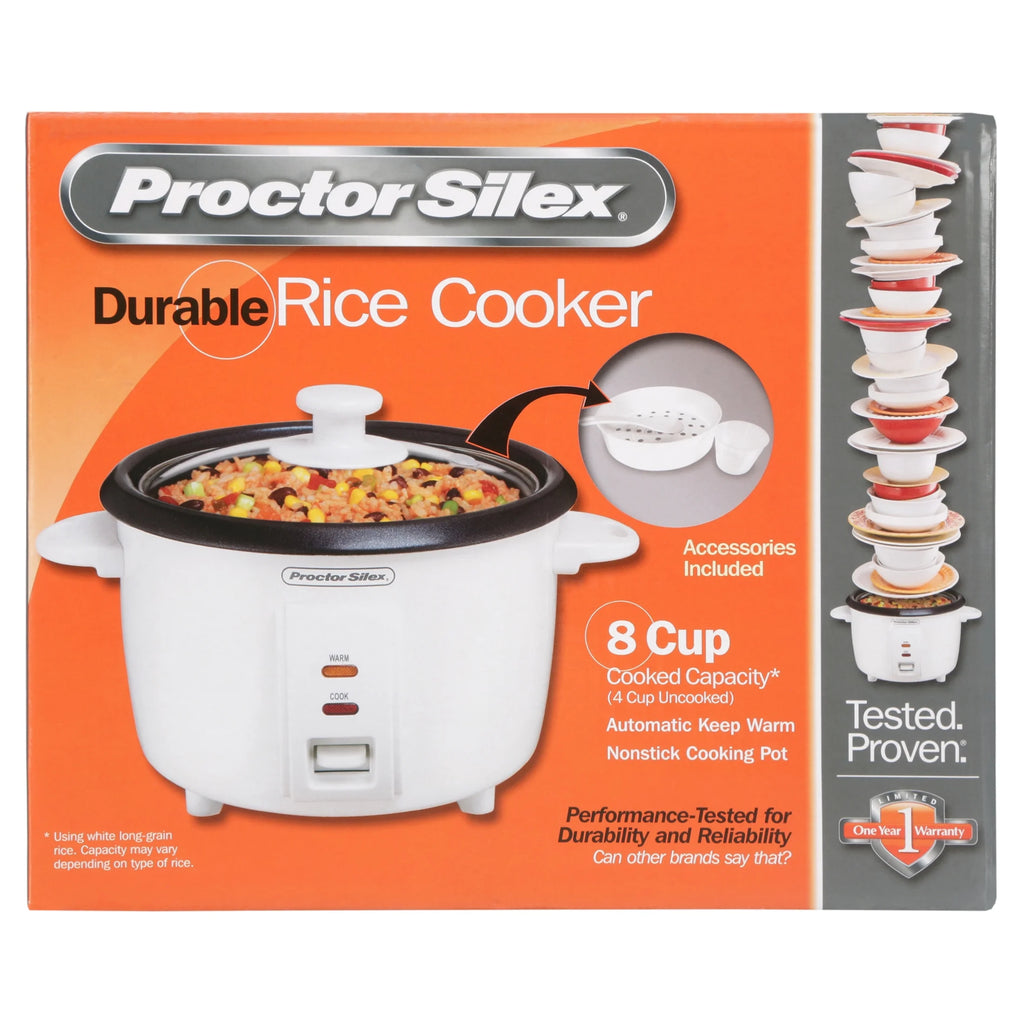 White 8 Cups Rice Cooker & Food Steamer A8523