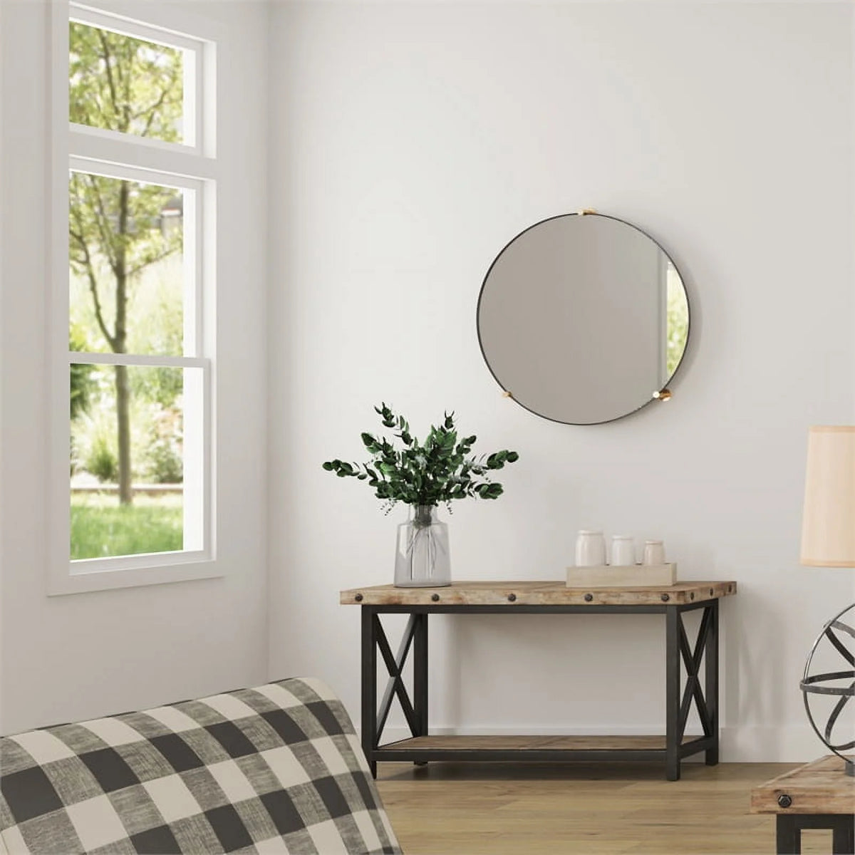 Brown Sofa Table with Metal Frame J318853