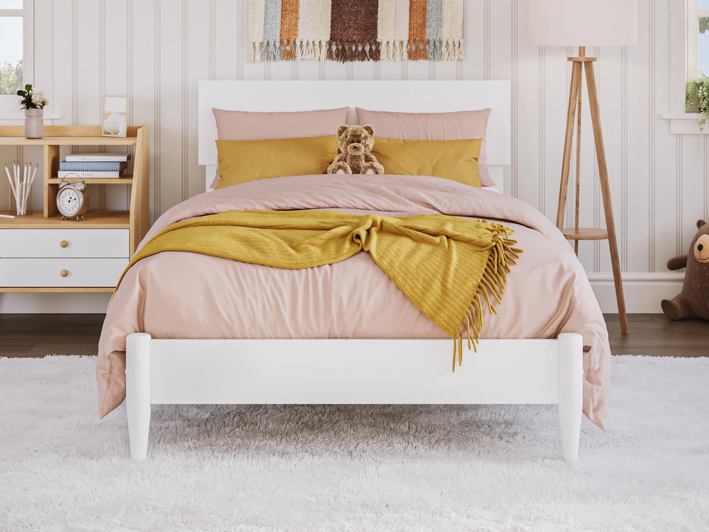 White Twin Solid Wood Platform Bed P200300