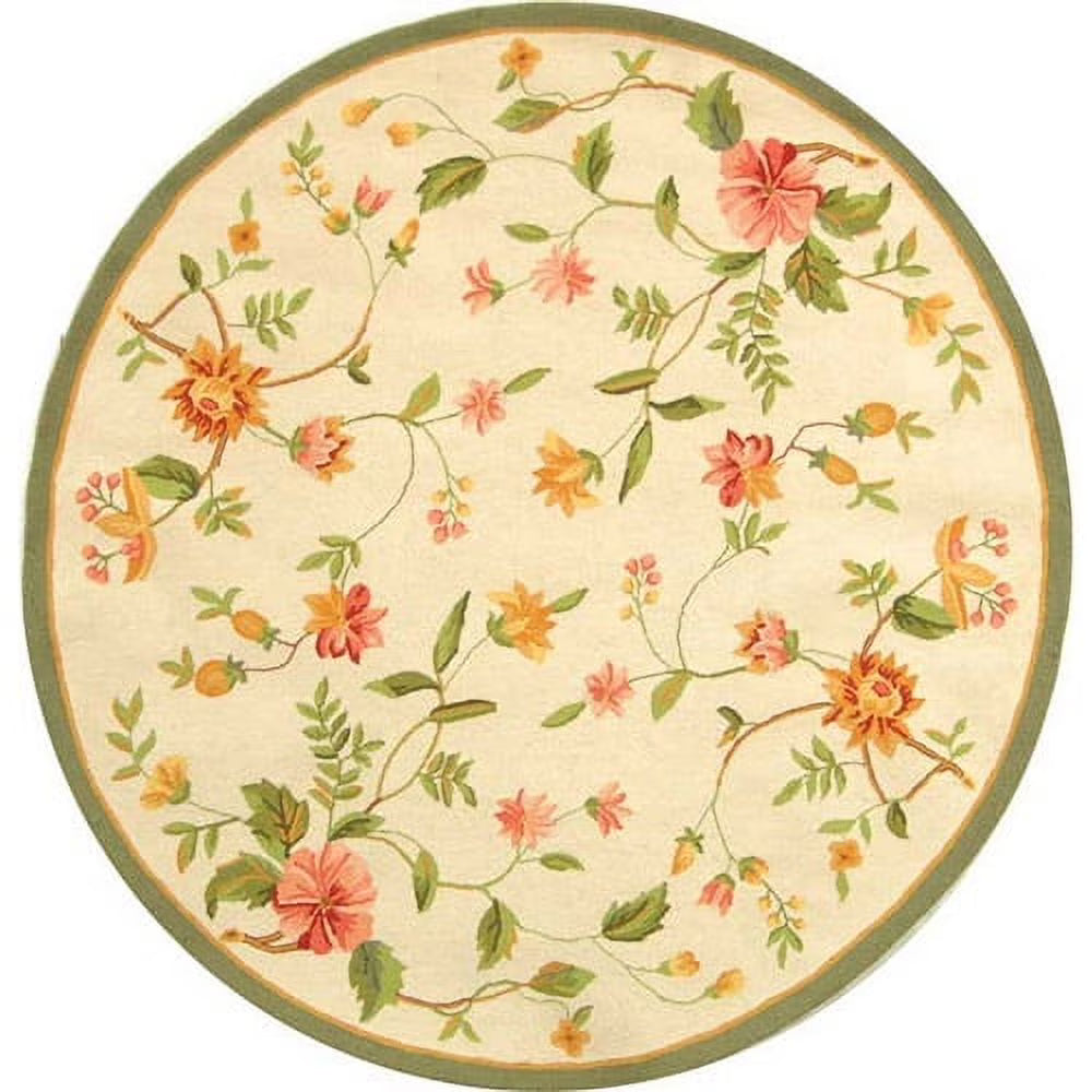 Ivory Floral Wool Area Rug W1710