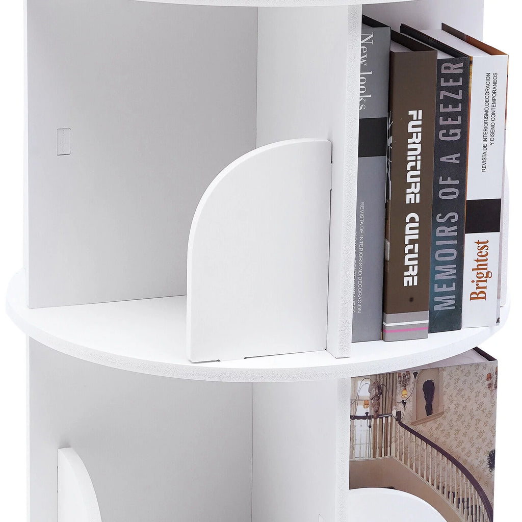 3-Tier 360° Rotating White Bookshelf S3905