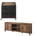 2 Piece Living Room Set with TV Stand and Bar Cabinet in Oak Q132