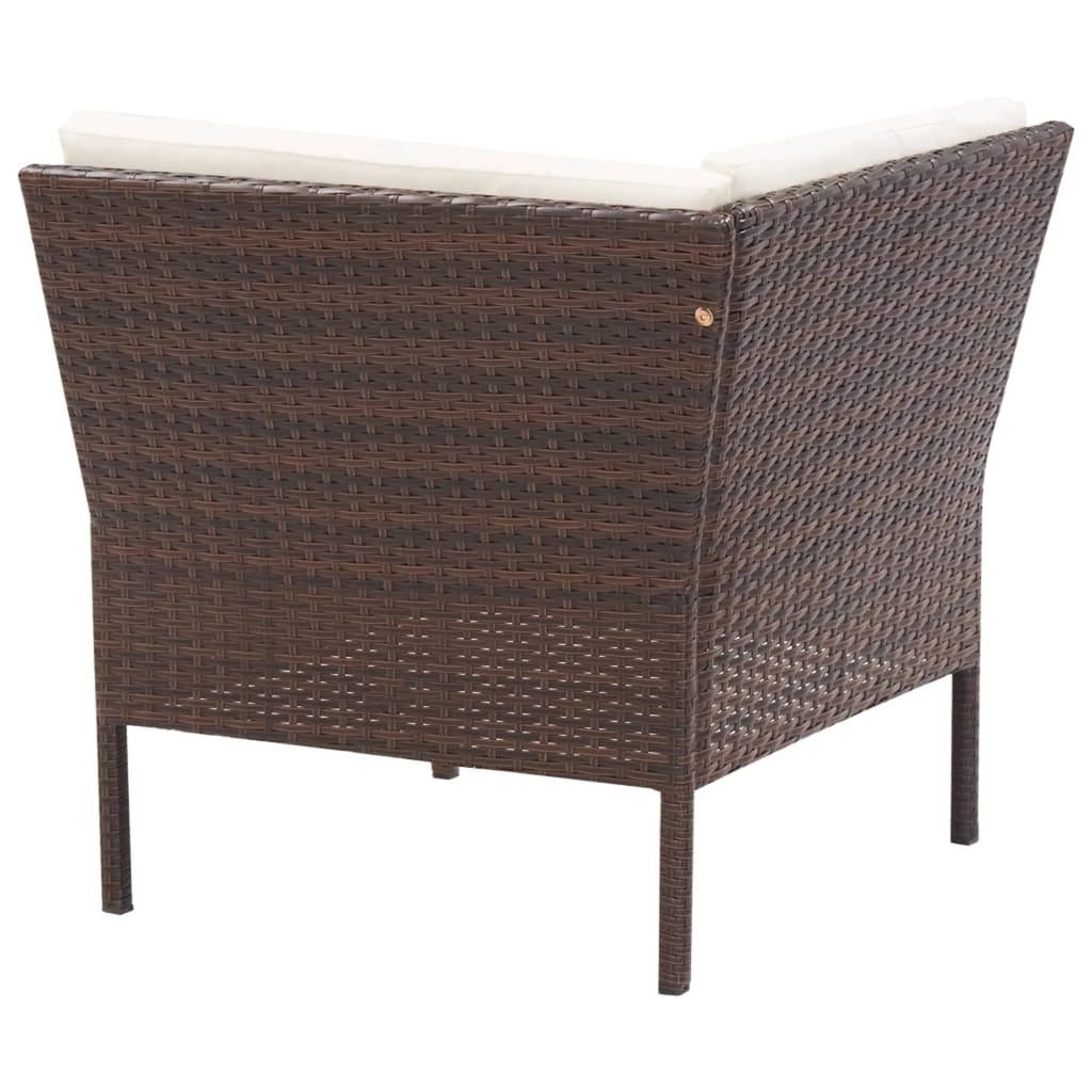 3 Piece Brown Poly Rattan Patio Conversation Sofa Set O526