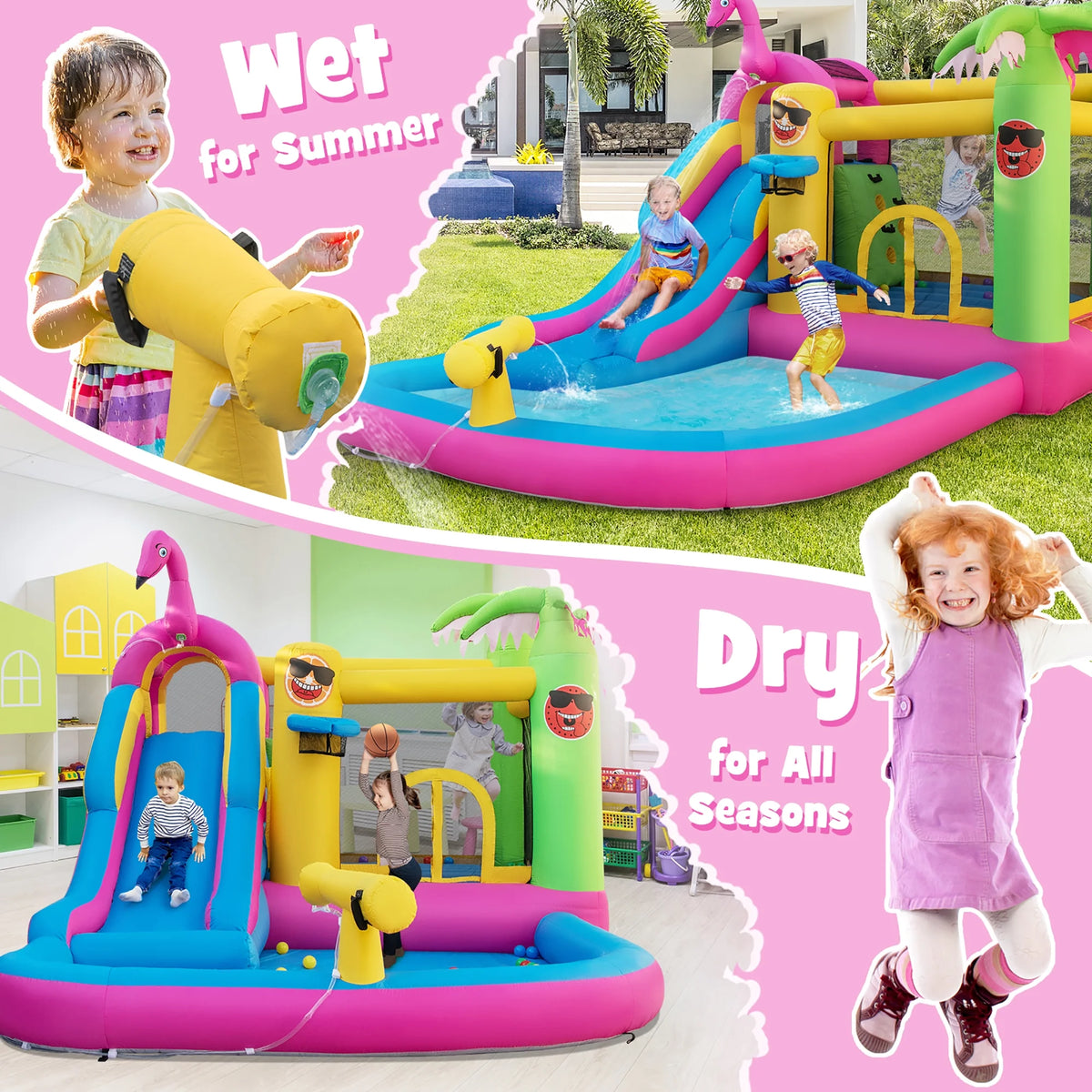 Tropical Inflatable Bounce Castle with Ocean Ball and 735W Blower H726