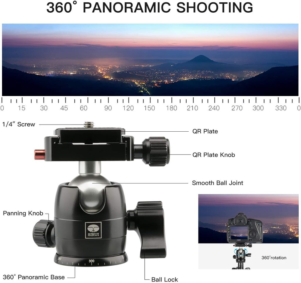 Aluminum Camera Tripod with Ball Head and Quick Release Plate P1544