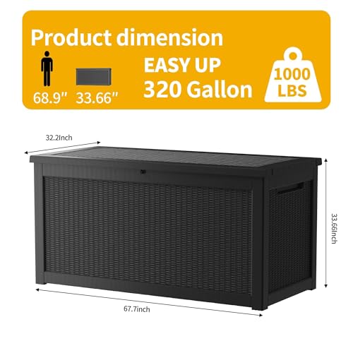 Brown 150GAL Large Capacity Outdoor Deck Box with Lock Hole S8567