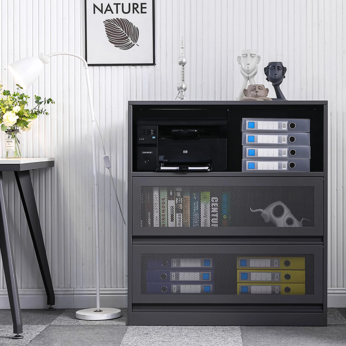 3-Tier Metal File Cabinet with Storage Shelf L74579