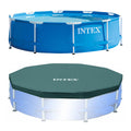 Round Metal Frame Above Ground Swimming Pool with Cover V77165